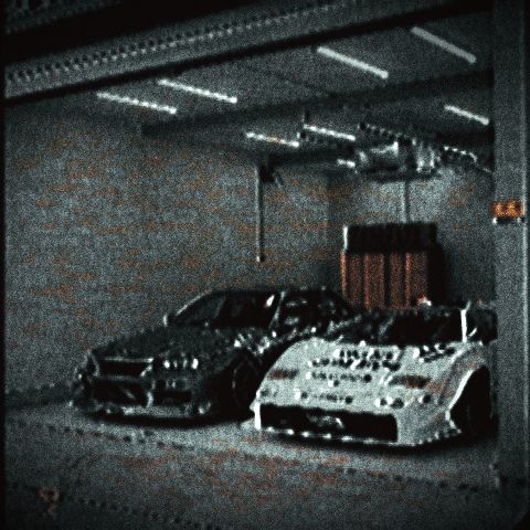 Widebody build parked in an underground carpark